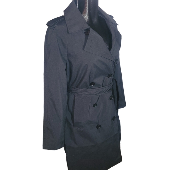 Guess Black Mid-length Belted Trench Coat XS - Picture 3 of 7